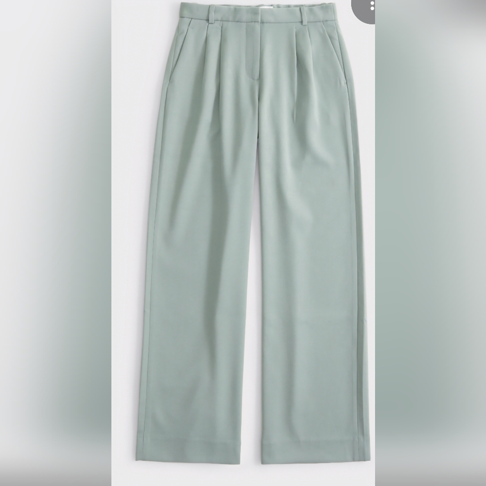 Abercrombie & Fitch Women's Light Green Sloane Tailored Trousers